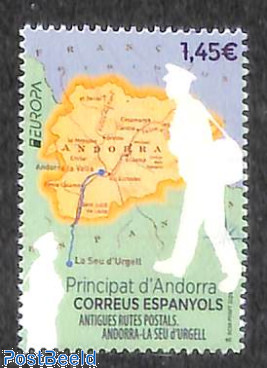 Europa, postal roads 1v