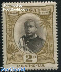 2p, type II, sepia centre, Stamp out of set