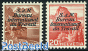 I.L.O. overprints 2v
