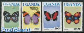 Butterflies 4v, blue UGANDA, year 1991