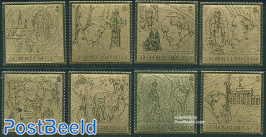 Pope John Paul II 8v metal stamps
