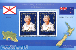 Elizabeth II 80th anniversary s/s, joint issue Jersey (stamps darkblue)