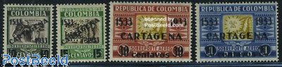 Cartagena, overprints 4v
