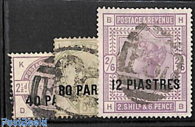 Levant, Queen Victoria 3v