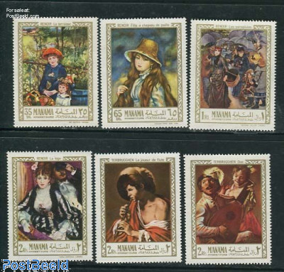 Renoir & Terbrugghen paintings 6v