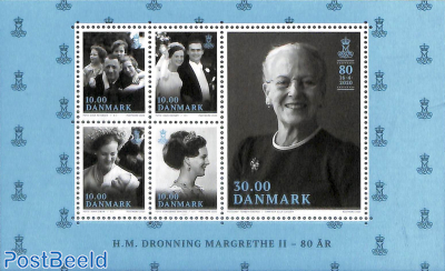 Queen Margrethe 80 years s/s